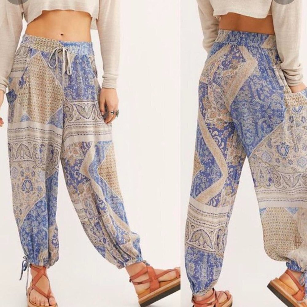Free People Begonia Balloon Pants in Icy Blue Combo Size XS